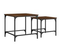 Tables Basses Gigognes 2 pcs, Tables d'Appoint, Tables de Chevet, Meubles de Salon Chambre, Industriel, Chêne Marron Bois d'Ingénierie