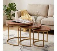 vidaXL Tables basses gigognes 3 pcs Bois de mangue massif et acier