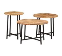 Vidaxl Tables Basses Gigognes 3 Pcs Bois Massif De Manguier Et Fer Multicolore