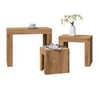 vidaXL Tables basses gigognes Ensemble 3 pièces chêne artisanal en bois d'ingénierie 856673 Marron