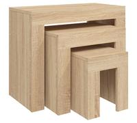 vidaXL Tables Basses Gigognes 3 pcs Tables d'Appoint Tables de Canapé Bouts de Canapé Salle de Séjour Salon Intérieur Chêne Sonoma Aggloméré