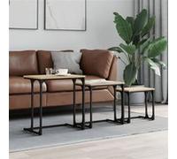 vidaXL Tables basses gigognes 3 pcs chêne sonoma bois d'ingénierie837818 Marron G