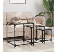 vidaXL Tables basses gigognes 3 pcs dessus en verre transparent acier, table gigogne, table gigogne moderne, table 845986