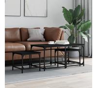 Vidaxl Tables Basses Gigognes 3 Pcs Noir Bois D'ingénierie Marron