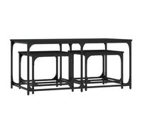 vidaXL Tables Basses Gigognes 3 pcs, Tables d’Appoint Rectangulaire, Bouts de Canapé Gigognes Salon Chambre, Industriel, Noir Bois d'Ingénierie