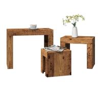 vidaXL Tables basses gigognes 3 pcs vieux bois bois d'ingénierie, table gigogne, table gigogne moderne, ensemble de tables 856672