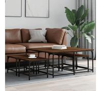 Tables Basses Gigognes 5 pcs, Tables d'Appoint Carrée, Bouts de Canapé Gigognes Salon Chambre Bureau, Moderne, Chêne Marron Bois d'Ingénierie