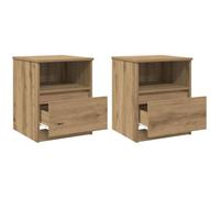 vidaXL Tables Chevet 2 pcs chêne Artisanal 40x40x50 cm Bois ingénierie, Meuble de Chevet, Table d'appoint, Armoire de lit, Armoire de Chevet