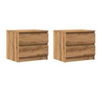 vidaXL Tables de chevet 2 pièces chêne artisanal 50x40x43,5 cm bois ingénierie Marron