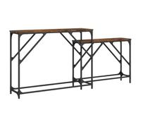vidaXL Tables Console Gigognes 2 pcs, Bouts de Canapé, Tables d'Appoint, Meubles de Salon Entrée Couloir, Industriel, Chêne Fumé Bois d'Ingénierie