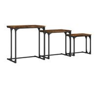 vidaXL Tables Console Gigognes 3 pcs, Bouts de Canapé, Tables d'Appoint, Meubles de Salon Entrée Couloir, Industriel, Chêne Fumé Bois d'Ingénierie