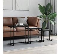vidaXL Tables Console Gigognes 3 pcs, Bouts de Canapé, Tables d'Appoint, Meubles de Salon Entrée Couloir, Industriel, Noir 837817 Noir G