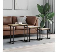 vidaXL Tables Console Gigognes 3 pcs, Bouts de Canapé, Tables d'Appoint, Meubles de Salon Entrée Couloir, Industriel, Chêne 837818