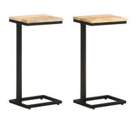 vidaXL Tables d'appoint 2 pcs 31,5x24,5x64,5 cm Bois de manguier brut