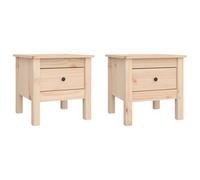 Vidaxl Tables D'appoint 2 Pcs 40x40x39 Cm Bois Massif De Pin Marron