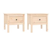 Vidaxl Tables D'appoint 2 Pcs 50x50x49 Cm Bois Massif De Pin Marron