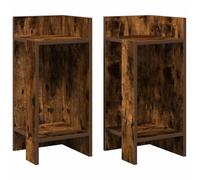 vidaXL Tables d'appoint 2 pcs avec étagère chêne fumé 25,5x27x60 cm, Table d'extrémité, Table d'appoint de canapé, Table de Lampe, Table d'accent