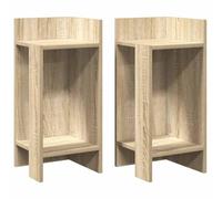 vidaXL Tables d'appoint 2 pcs avec étagère chêne Sonoma 25,5x27x60 cm, Table d'extrémité, Table d'appoint de canapé, Table de Lampe, Table d'accent
