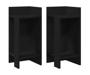 vidaXL Tables d'appoint 2 pcs avec étagère Noir 25,5x27x60 cm, Table d'extrémité, Table d'appoint de canapé, Table de Lampe, Table d'accent