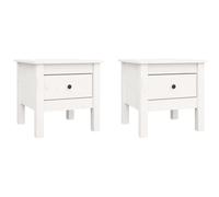 Vidaxl Tables D'appoint 2 Pcs Blanc 40x40x39 Cm Bois Massif De Pin Blanc