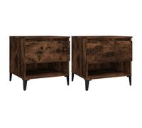 Vidaxl Tables D'appoint 2 Pcs Chêne Fumé 50x46x50 Cm Bois Ingénierie Marron