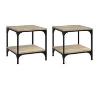Vidaxl Tables D'appoint 2 Pcs Chêne Sonoma 40x40x40 Cm Bois Ingénierie Marron
