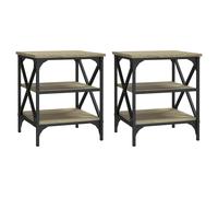 Tables d'Appoint 2 pcs, Tables Basse avec Rangement, Bouts de Canapé Salle de Séjour Salon, Industriel, Sonoma Bois Ingénierie