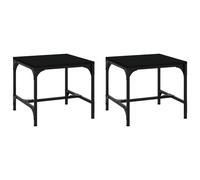 Vidaxl Tables D'appoint 2 Pcs Noir 40x40x35 Cm Bois D'ingénierie Marron