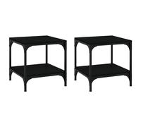 Vidaxl Tables D'appoint 2 Pcs Noir 40x40x40 Cm Bois D'ingénierie Marron