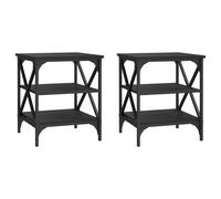 vidaXL Tables d'appoint 2 pcs Noir 40x42x50 cm Bois d'ingénierie