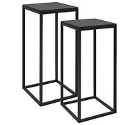 vidaXL Tables d'Appoint 2 pcs, Table Basse, Bout de Canapé, Meuble de Salon Salle de Séjour Maison Intérieur, Industriel, Noir Acier