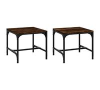 vidaXL Tables d'Appoint 2 pcs, Tables Basse avec Pieds Réglables, Bouts de Canapé, Meubles de Salon Salle de Séjour, Industriel, Chêne Fumé Bois d'Ingénierie