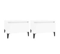 Vidaxl Tables D'appoint 2pcs Blanc Brillant 50x46x35cm Bois Ingénierie Blanc