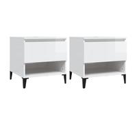 vidaXL Bijzettafels 2 st 50x46x50 cm bewerkt hout hoogglans wit819553 Blanc G