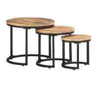 vidaXL Tables d'appoint 3 pcs Bois de manguier brut