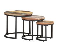Vidaxl Tables D'appoint 3 Pcs Bois De Récupération Massif Marron
