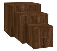 vidaXL Tables d'appoint 3 pcs. Brun imitation chêne Matériau dérivé du bois