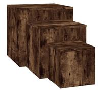 vidaXL Tables d'appoint 3 pcs Chêne fumé Bois d'ingénierie Marron