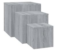 Vidaxl Tables D'appoint 3 Pcs Sonoma Gris Bois D'ingénierie Marron