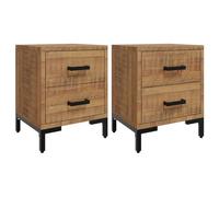 vidaXL Tables de chevet 2 pcs – 2 tiroirs – Blanc, bois d’ingénierie