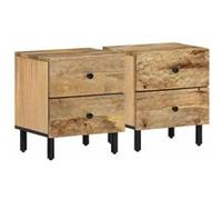 vidaXL Tables de chevet 2 pcs 40x33x46 cm Bois de manguier solide356890 Marron G