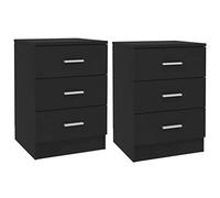 vidaXL Tables de Chevet 2 pcs, Armoire de Lit, Table de Nuit, Meuble de Chambre à Coucher Maison Intérieur, Moderne, Noir Bois d’Ingénierie