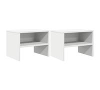 vidaXL Tables de Chevet 2 pcs, Armoire de Lit, Table de Nuit, Meuble de Chambre à Coucher Maison Intérieur, Moderne, Blanc Bois d’Ingénierie