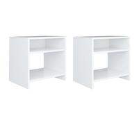 vidaXL Tables de Chevet 2 pcs, Armoire de Lit, Table de Nuit, Meuble de Chambre à Coucher Maison Intérieur, Moderne, Blanc Bois d’Ingénierie