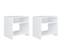 vidaXL Tables de Chevet 2 pcs, Armoire de Lit, Table de Nuit, Meuble de Chambre à Coucher Maison Intérieur, Moderne, Blanc Bois d’Ingénierie