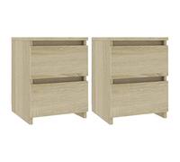 vidaXL Tables de Chevet 2 pcs, Armoire de Lit, Table de Nuit, Meuble de Chambre à Coucher Maison Intérieur, Moderne, Chêne Sonoma Bois d’Ingénierie