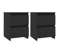 vidaXL Tables de Chevet 2 pcs, Armoire de Lit, Table de Nuit, Meuble de Chambre à Coucher Maison Intérieur, Moderne, Noir Bois d’Ingénierie