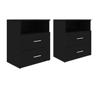 vidaXL Tables de Chevet 2 pcs, Armoire de Lit, Table de Nuit, Meuble de Rangement Chambre à Coucher Maison Intérieur, Moderne, Noir