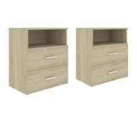 vidaXL Tables de Chevet 2 pcs, Armoire de Lit, Table de Nuit, Meuble de Rangement Chambre à Coucher Maison Intérieur, Moderne, Chêne Sonoma