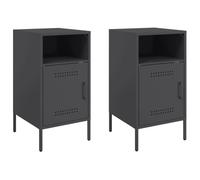 vidaXL Tables de chevet 2 pièces avec pieds et compartiment Noir Acier 36x39x68 cm
